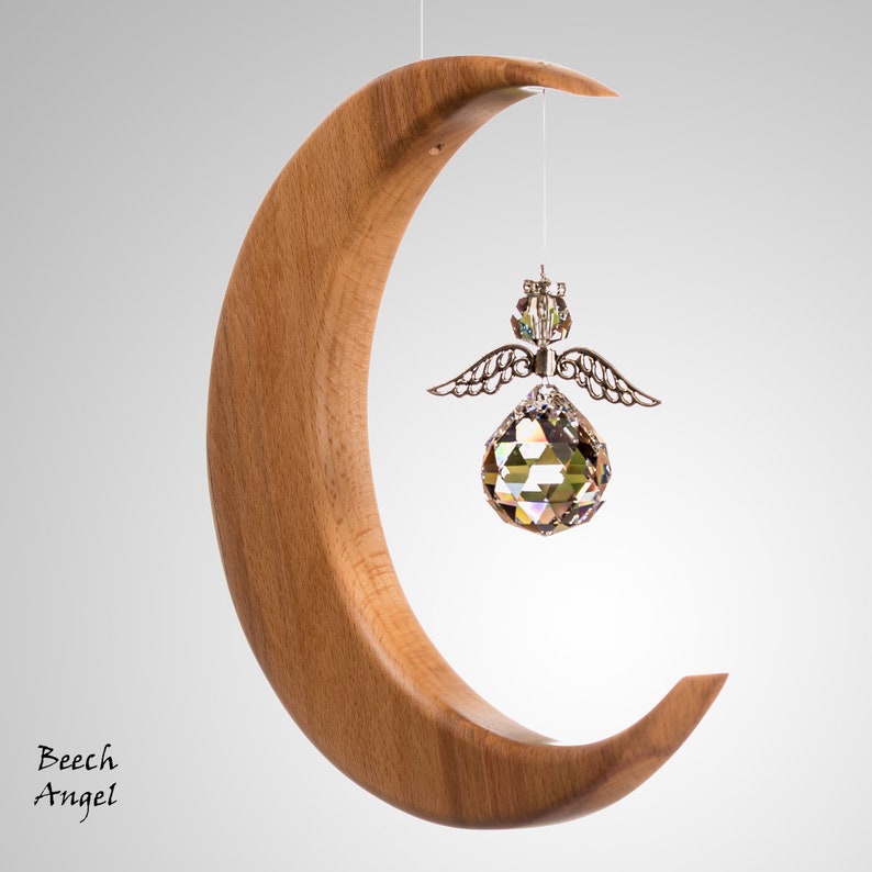 Moon Suncatcher Gift from Ireland Wood & Crystal Mother's Day Wooden Gift LARGE Version image 7