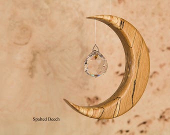 Suncatcher Crystal - Moon - Wooden Gift - Memorial Gift - Housewarming Gift - Birthday - Special Friend MEDIUM VERSION