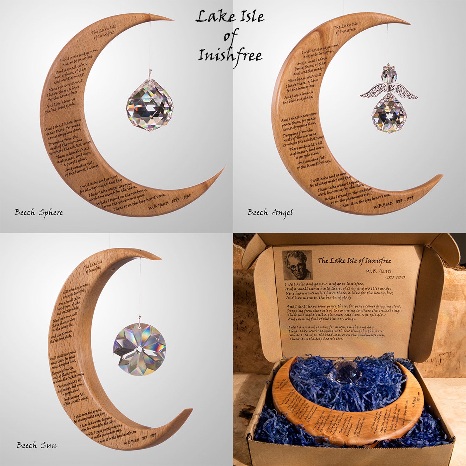 Suncatcher WB Yeats Quote Beech Wood With Sphere Prism Window Etsy