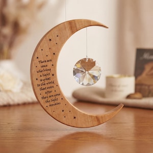 Memorial Wood & Crystal Suncatcher – Unique Remembrance Gift with Engraving