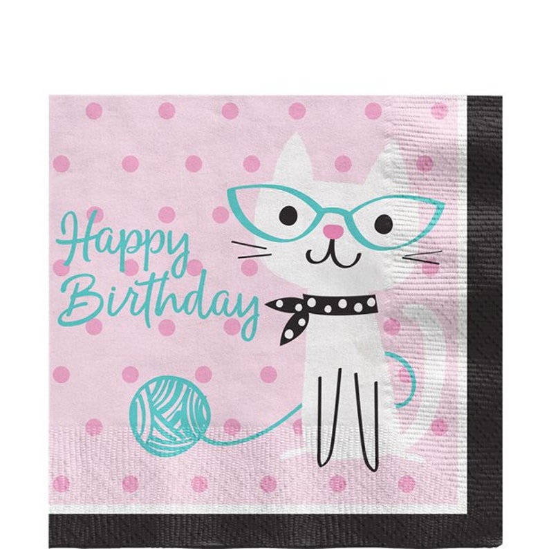 Cups /& Napkins! Adorable Purrfectly Kitty Cat Party Theme Birthday Celebration Set Service For 16!! Includes Plates