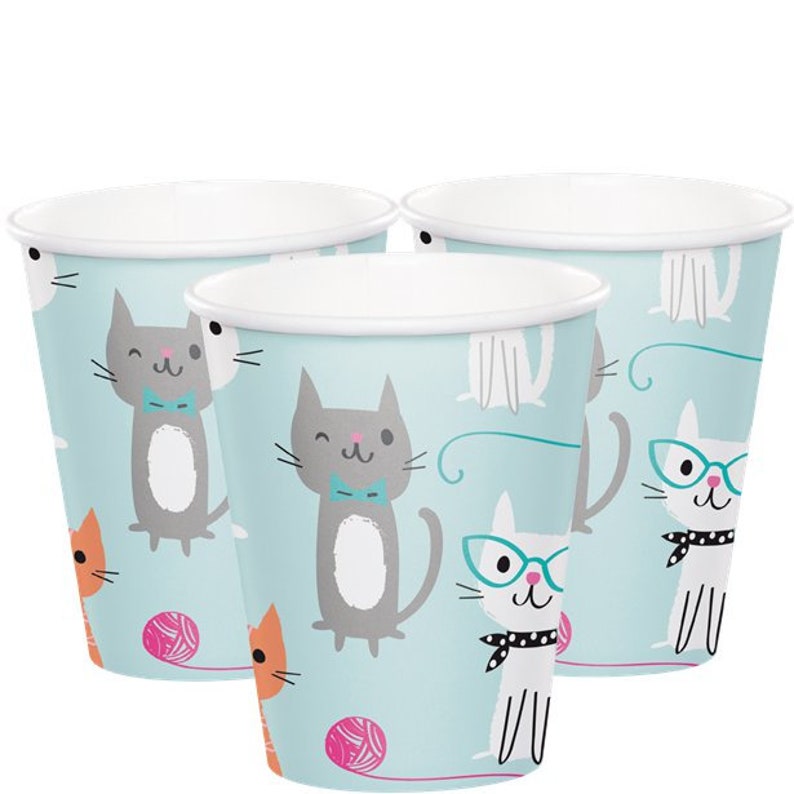 Cups /& Napkins! Adorable Purrfectly Kitty Cat Party Theme Birthday Celebration Set Service For 16!! Includes Plates