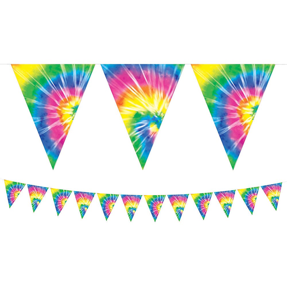 12ft 60 S Tie Dye Theme Premium Plastic Pennant Banner Etsy