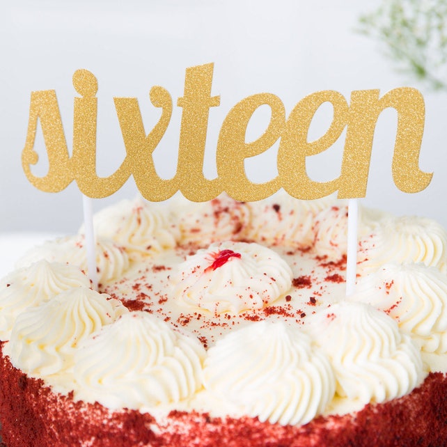 gold glitter sixteen cake