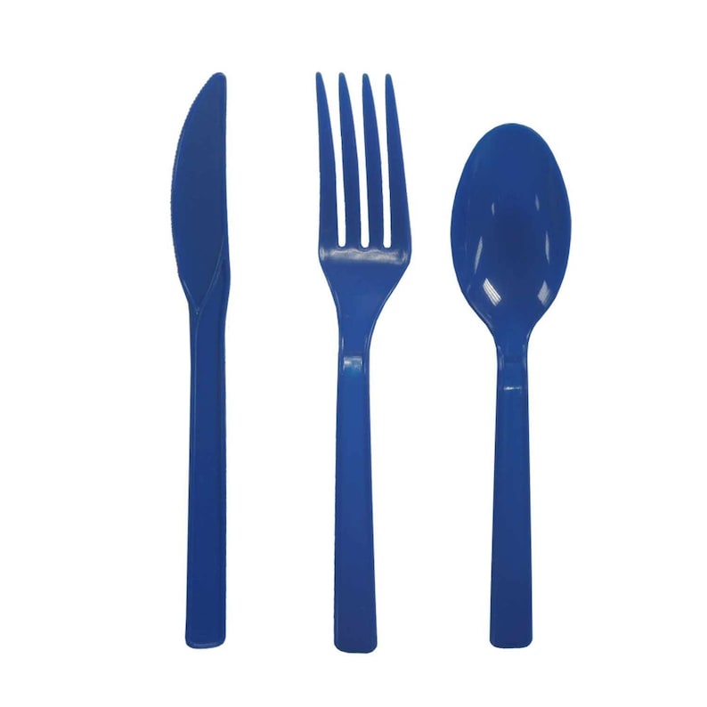 Double Pack 48 Pc Disposable Plastic Cutlery Service For 16 Royal Blue