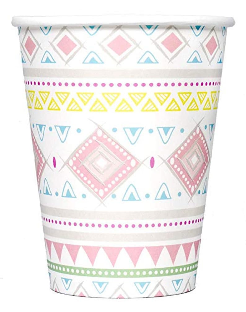 Service For 24 Adventure Begins Girl Pink Boho Tribal Baby Shower Premium Tableware Celebration Set With Balloon Bouquet