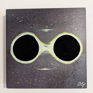 Binary black holes - oil on wood with MUSOU black