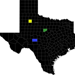 Mapa de Texas dividido por condado