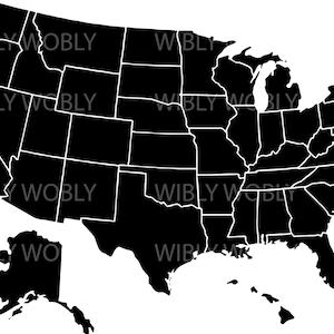 SVG-Datei, Landkarte der USA, Silhouette, AI, Landkarte