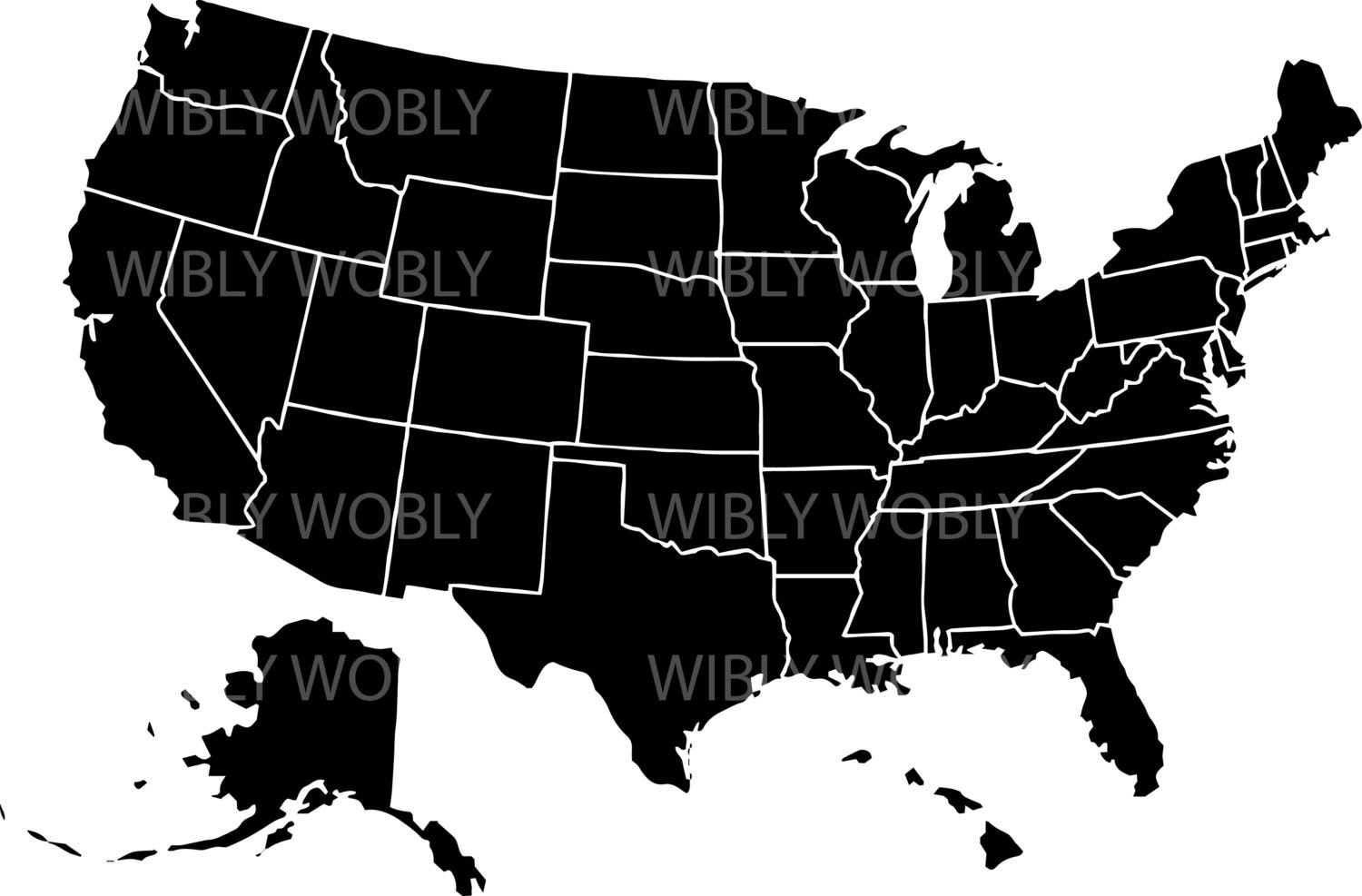 Download US map divided states AI SVG files | Etsy