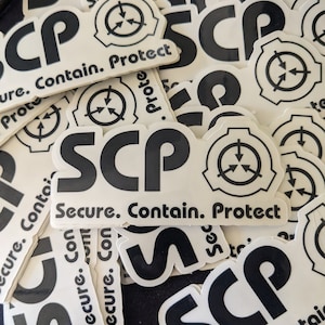 Logotipo completo do SCP, 3 x 1,4 polegadas, preto em fundo transparente, adesivo de vinil recortado