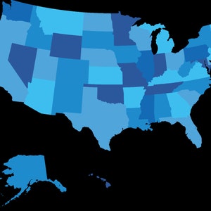 Mapa de EE. UU. con códigos de colores y estados de capas con nombre independientes para un flujo de trabajo rápido y sencillo