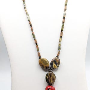 Jasper Necklace 18&quot; with 3&quot; drop, leopard jasper and more