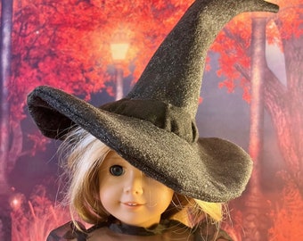 18&quot; doll hat for American Girl doll witch hat for 18 inch dolls Kirsten Samantha Felicity doll witch pointed hat Halloween doll hat