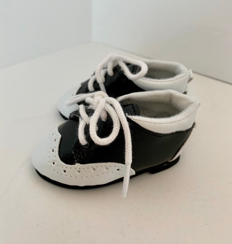 Fashion Black /& White Saddle Shoes made for 18/" Doll Clothes
