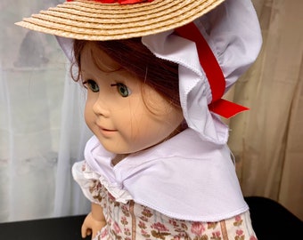 Colonial Doll Hat for 18&quot; American Girl Dolls like Felicity & Elizabeth - Handcrafted Bergere for 18in Dolls in Colonial Williamsburg Style