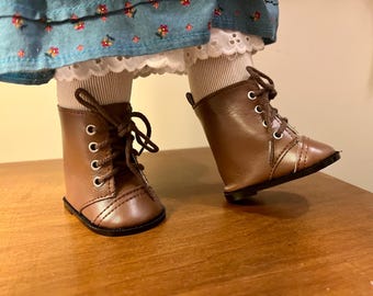 Brown Period Lace-Up Boots for 18&quot; American Girl Dolls - Perfect for the Kirsten Larson collection! Pioneer doll boots to fit 18 inch dolls