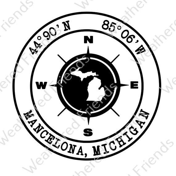 Mancelona Michigan Latitude Longitude Compass SVG Digital Etsy