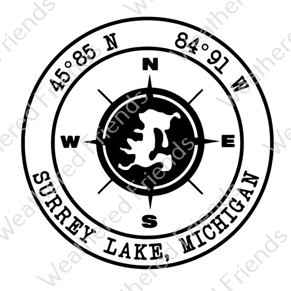 Surrey Lake Michigan Compass SVG Digital Download Etsy
