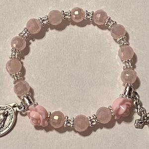 ROSARY BRACELET-Pink with silver or gold accents