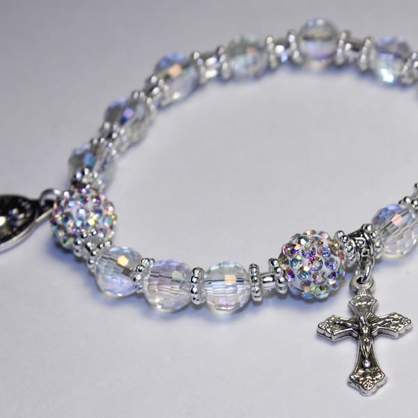 ROSARY BRACELET-Clear Crystal Bracelet