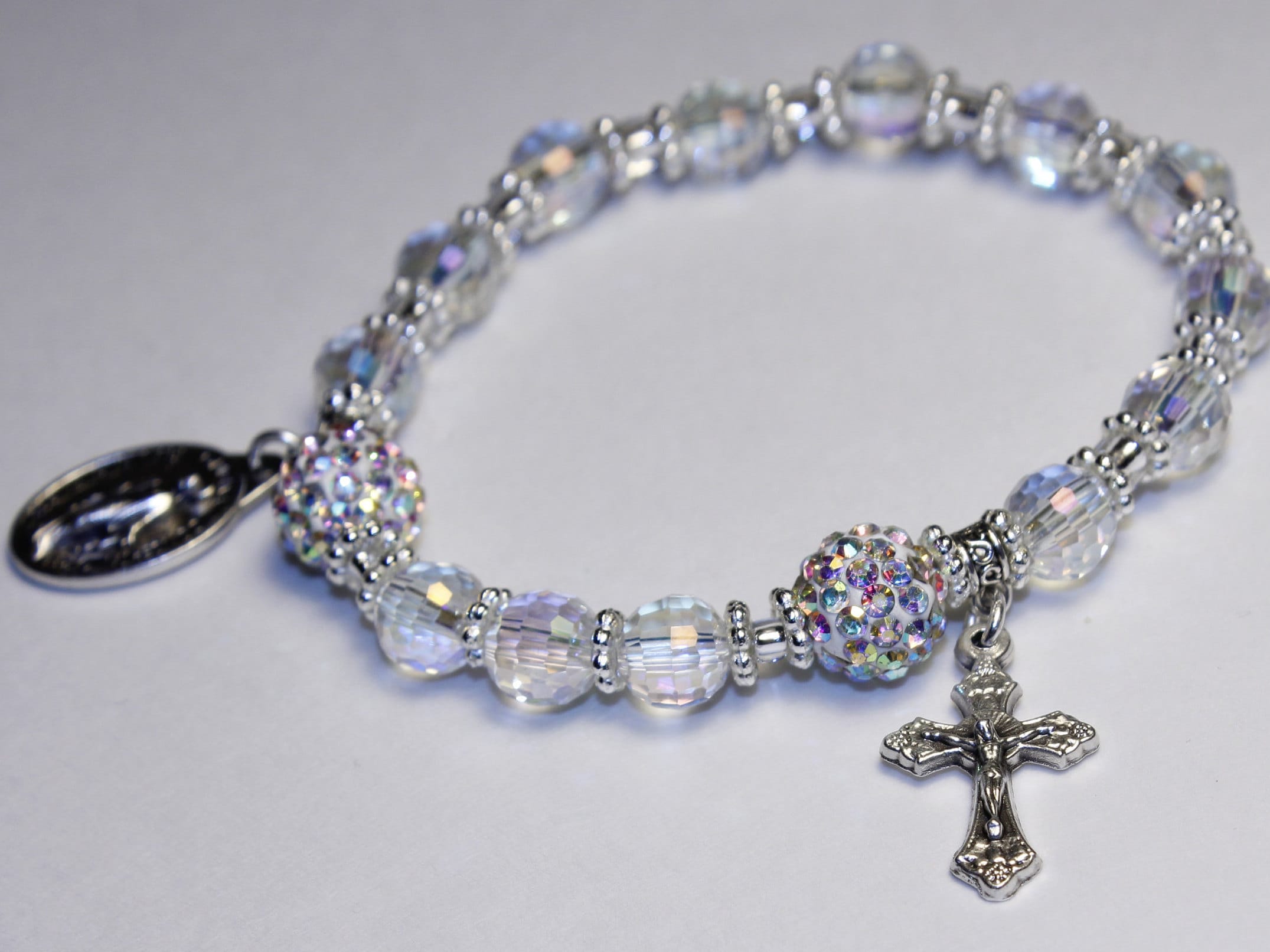Crystal clearance rosary bracelet