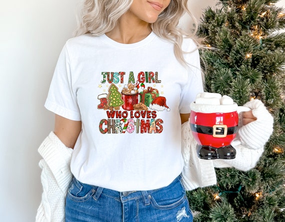 Just A Girl Who Loves Christmas Just A Girl Who Loves Christmas Long Sleeve Women s Shirts Christmas Shirt Love Christmas Christmas Etsy