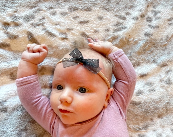 Headbands and Bows - Black glitter color