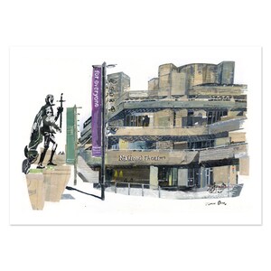 National Theatre - A2 signed limited edition giclée print by James Oses
