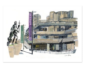 National Theatre - A2 signed limited edition giclée print by James Oses