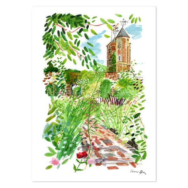 The Rose Garden, Sissinghurst - A2 signed limited edition giclée print by James Oses