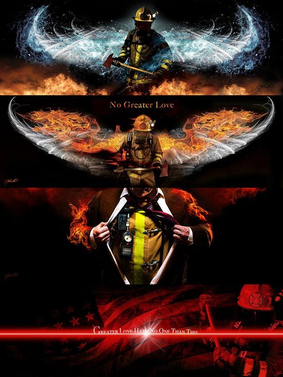 Firefighter/'s Noble Call Poem by Jason Bullard Print 12x36