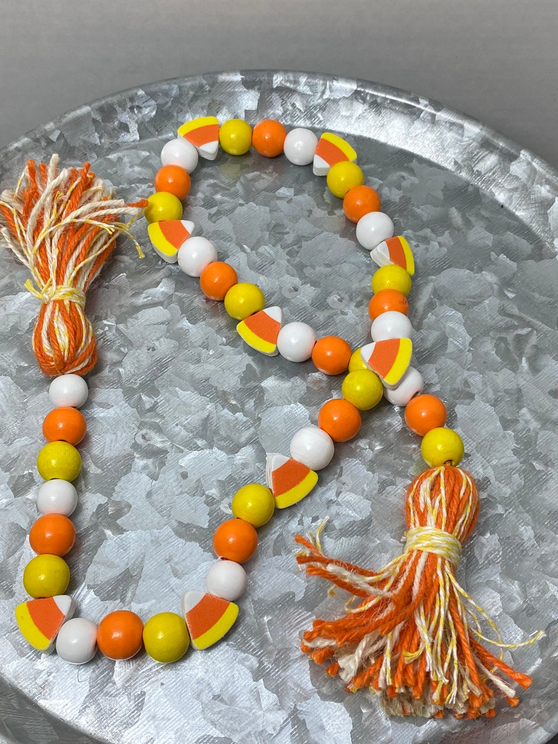 Candy corn wood bead garland Halloween candy corn garland Etsy