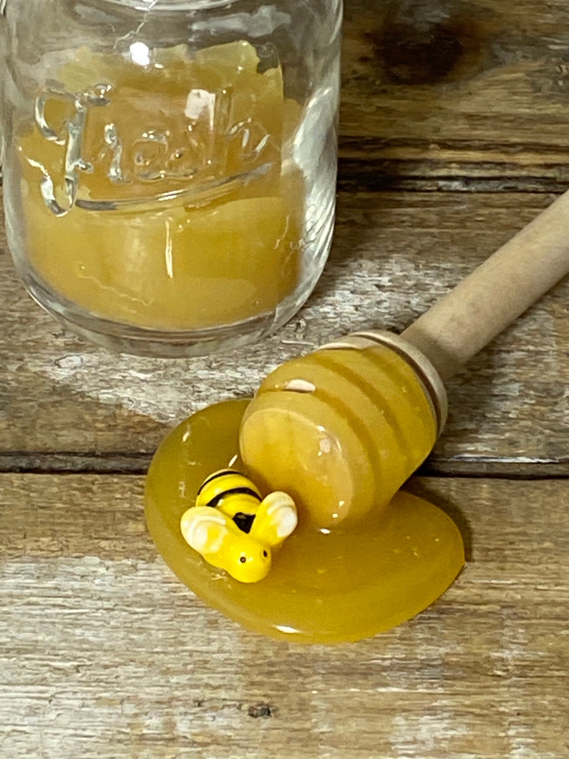 Faux honey jar honey dipper mini sugar scoop faux beehive Etsy
