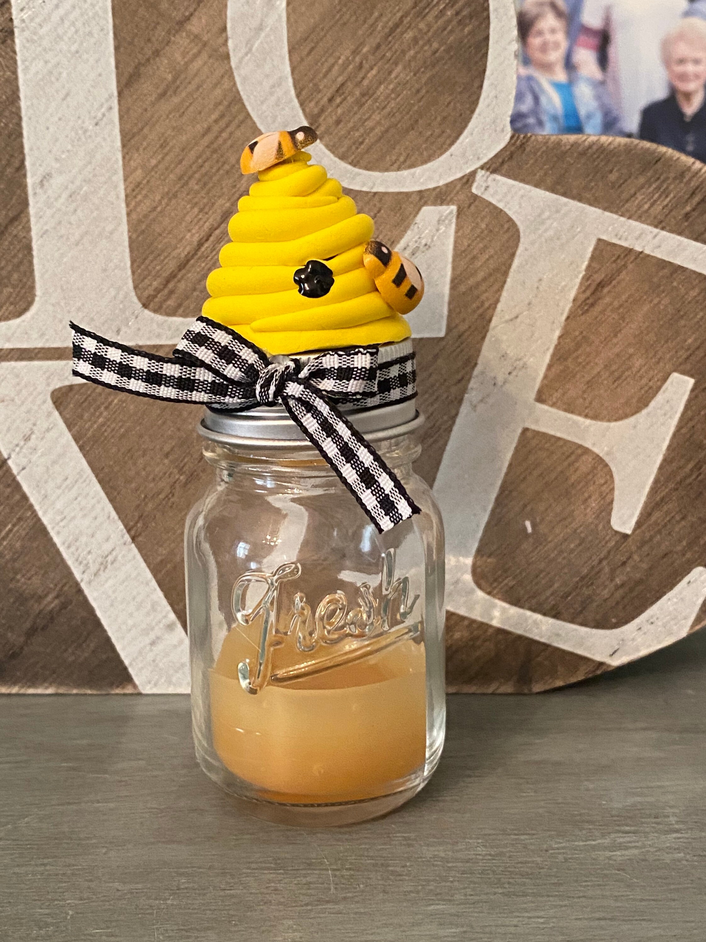 Faux honey jar honey dipper mini sugar scoop faux beehive Etsy