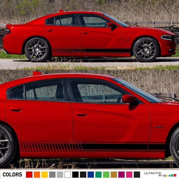 2X Dodge Charger Hellcat Rocker Panel decals Stripe Vinyl Graphics 2011-2018