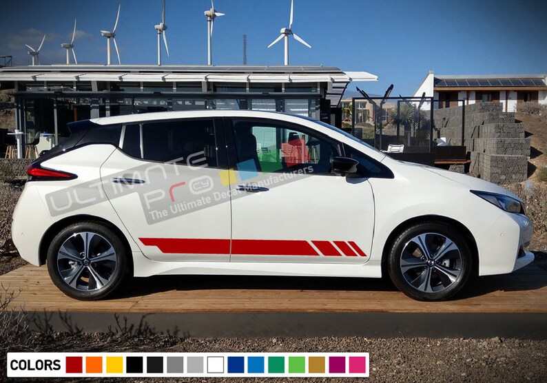 2x Stripes Sticker Decal Side Door Sport design Compatible with Nissan LEAF 2016 2017 2018 hood sunroof