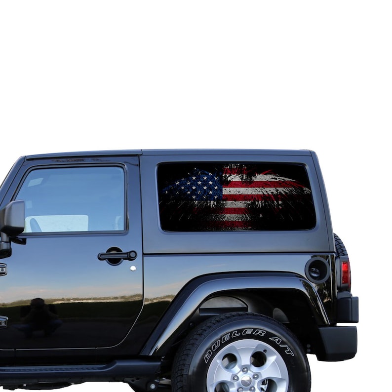Perforated See Thru Sticker Graphic Decals Side Window Printed Decal Sticker Compatible with Jeep Wrangler JK JL Film 4x4 turbo off Road