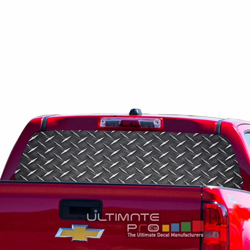 Perforated Decals Rear Window See Thru Sticker Graphic Decal Sticker Metallic Plate Compatible with Chevrolet Colorado Film Printed