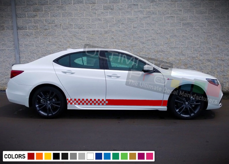 Sticker Decal Vinyl Side Door Stripes for Acura LTX Turbo 2016 2017 2018 2019 present sport fender body
