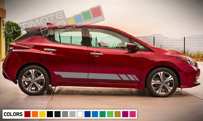 2x Stripes Sticker Decal Side Door Sport design Compatible with Nissan LEAF 2016 2017 2018 hood sunroof