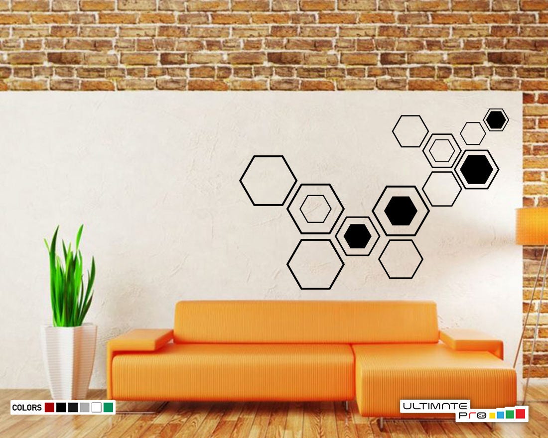 Hexagon Wall Decal Custom DIY Geometric shapes Wall Art in Etsy