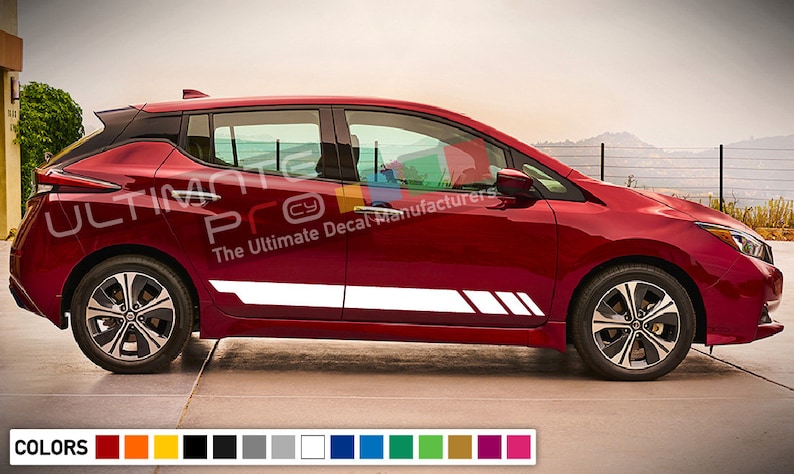 2x Stripes Sticker Decal Side Door Sport design Compatible with Nissan LEAF 2016 2017 2018 hood sunroof
