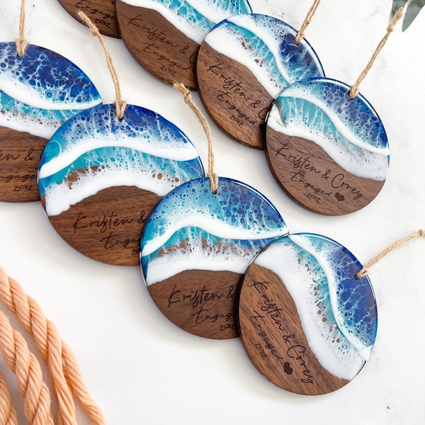 LARGE Walnut Ocean Tree Ornaments, Coastal Home Decor, Personalized Christmas Tree Ornaments, Beach Tree Hangings, Tropical Decoration, Art