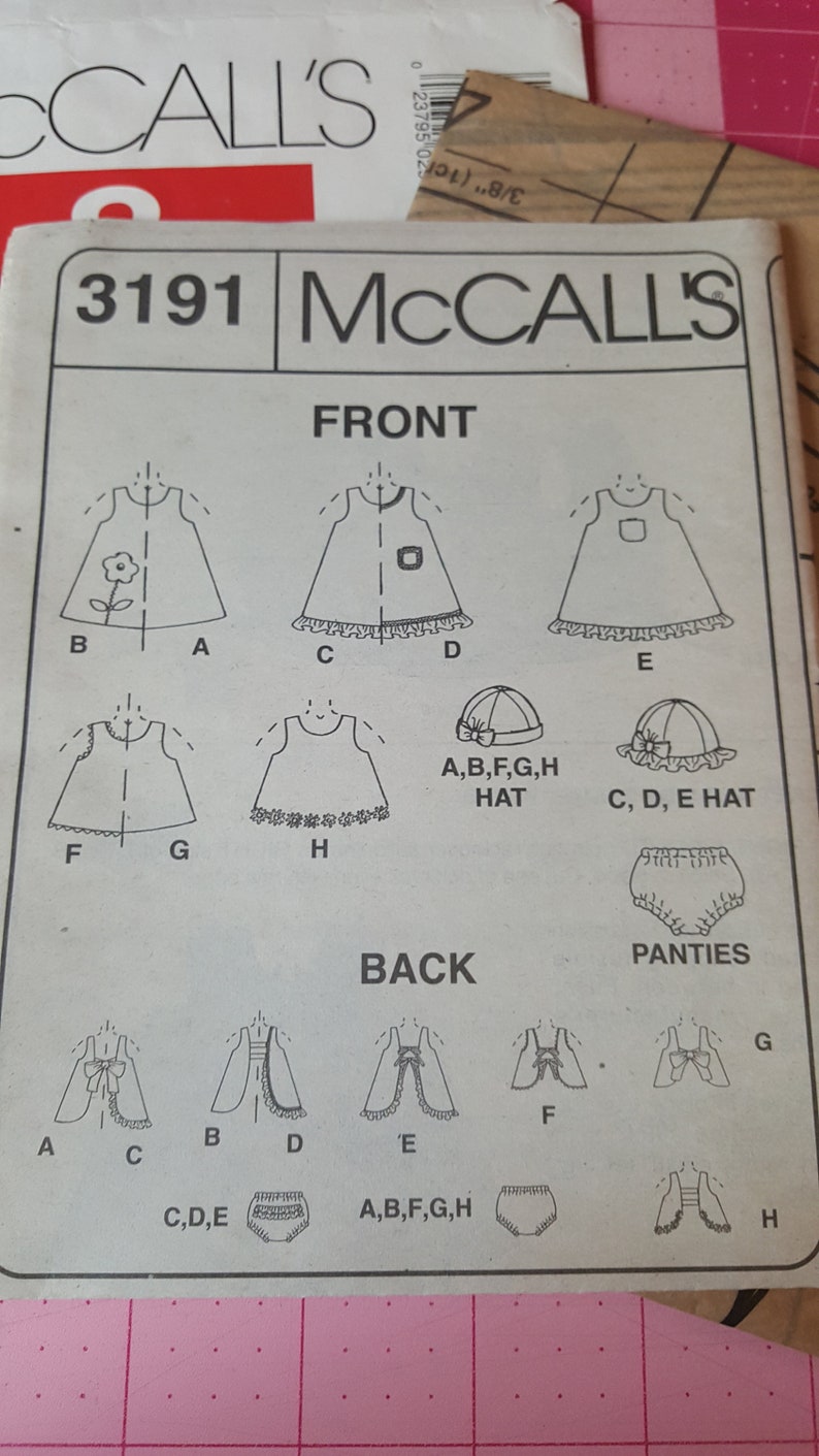 Mccalls Pattern P297 Aka 3191 Baby Sun Dresses Tops Bonnets Panties ...