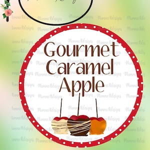 Etichette per caramelle gourmet di mele caramellate, download immediato, MELE CARAMELLATE