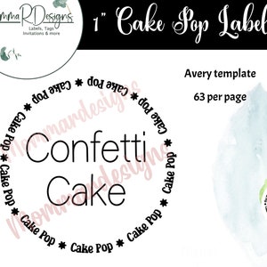 CONFETTI CAKE cake pop Smaaklabels, labeltjes voor cake pops, cake pops