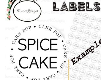 SPICE CAKE cake pop Flavor tags, 1"  Cake pop labels, flavored cake pops