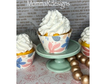 Printable cupcake wrappers,  FLORAL cupcake wraps,  SHOWER cupcake wrapper