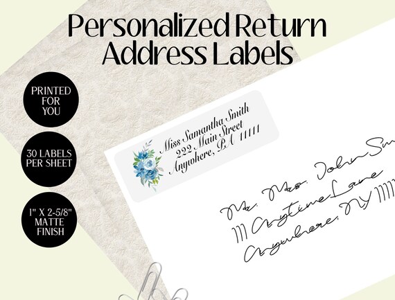 Personalized Address Labels Blue Floral Return Address Label - Etsy